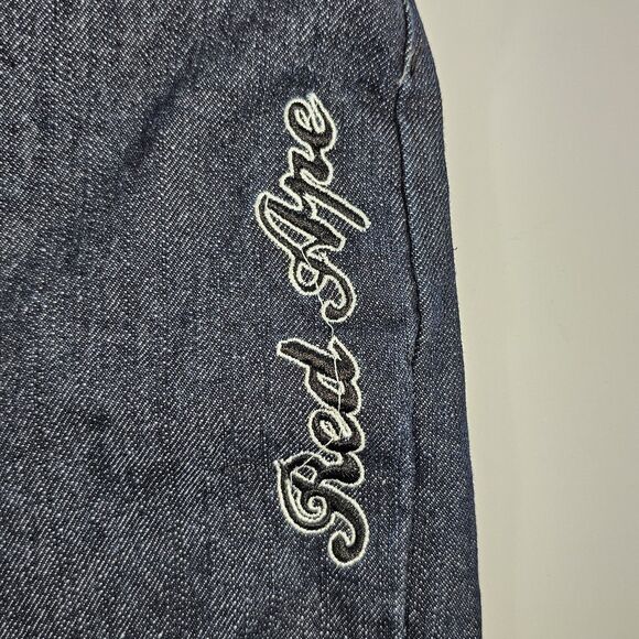 Red Ape Authentics Blue Baggy Jeans Size 46 Embroidered Pockets Distressed Wash - Picture 7 of 7